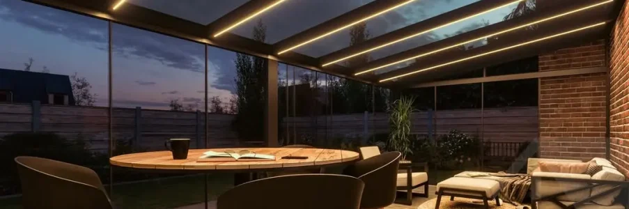 Kaltwintergarten mit eingebautem Lichtsystem ☀️